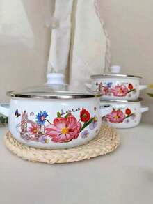 مجموعة 3 قطع من أواني البخار متعددة الألوان المطلية بالمينا، أواني بخار مطلية بالمينا مناسبة لموقد الحث والموقد الغازي، مجموعة أواني مطلية بالمينا عالية الجودة سميكة مكونة من 3 قطع مع مقبضين مزدوجين، قدر الحساء، قدر المعكرونة، قدر طعام الأطفال، وعاء الشحم، وعاء الحساء المنزلي، مجموعة أواني مطلية بالمينا صغيرة للمطبخ، مجموعة 3 قطع مطلية بالمينا صغيرة لقدر الحليب، قدر المعكرونة، قدر الحساء، مناسبة لطعام الأطفال، موقد الحث والموقد الغازي