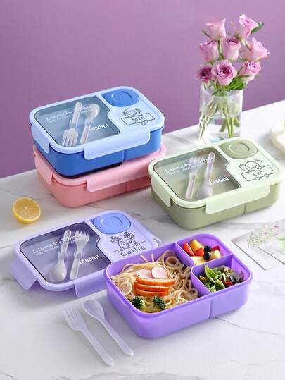 1pc Personalized Bento Box, Custom Kids Exclusive Lunch Box, Back To School Portable Compartment Lunch Box Cartoon Cute Student Lunch Box With Large Capacity, Sauce Cup And Utensils, Microwave Lunch Box, Gift For Family, Friends And Classmates,Multi-Functional,Ornamental,Letter,Stylish,Modern,Colorful,Cute,Adorable,Casual,Custom,Personalised,Unique,Customized,Ideal Gifts For Him,Ideal Gifts For Her,Customized Kids Tableware,Christmas Gift Supplies