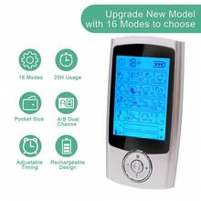 Electronic Pulse Massager 16 Modes 20 Intensities TENS Unit Digital Rechargeable LCD Display Full Body Massage Muscle Stimulator With 10pcs Electrode Pads - Silver - View 4