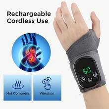 Wrist Massager Heat Pad, Portable Heating Vibrating  Massage Vibretor Vibratory, Wrist Joint Heat Pad Protector, 5-Speed Heat 3-Speed Vibration, 30-Minute Timer, Left And Right Hand Universal, Exercise Relax Health Gifts For Men Gifts For WoMen, Home & Travel, Christmas & Holiday Gifts - Grey - View 3