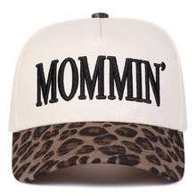 1Piece Men Letter MOMMIN' Embroidered Leopard Print Patchwork Baseball Cap Outdoor Adjustable Sunscreen Leisure Hat Spring Autumn Travel Tourism Beach Vacation - 彩色 - 查看 8