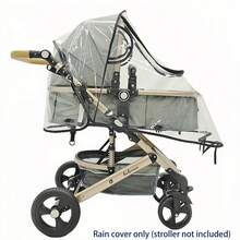 1pc Universal Travel Windproof Breathable Baby Stroller Rain Cover, Transparent Baby Stroller Rain Cover, Baby Stroller Accessories, Suitable For Rainy Days - Clear - View 1