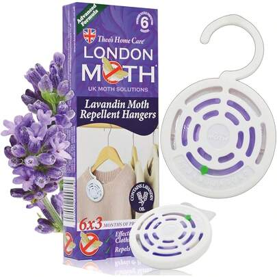 LONDON MOTH LAVANDIN Clothes Moth Protection/Repellents And Wardrobe Freshener Hangers For The Common Clothes Moth And Similar Variants. 6 (SIX) Hangers.