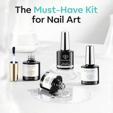 Modelones Nail Dehydrator And Primer With Gel Base & Top Coat Set, Acid Free Acrylic Supplies Primer Glossy Gel Nail Polish Top Coat Starter Kit - 無色 - 查看 2