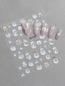 3/6/12/24 张圣诞美甲贴纸，5D 自粘圣诞指甲贴花，带雪花、圣诞树、圣诞帽、拐杖糖、礼物和铃铛图案，冬季节日派对美甲装饰用品