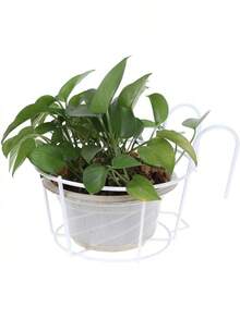 4 Pack Hanging Railing Planters Flower Pot Holders Plant Iron Racks Fence Metal Potted Stand Mounted Balcony Round Plant Baskets Shelf Container Box For Indoor&Outdoor Use-Black,Garden Steel Pots,6.3" - 中白色 - 查看 3