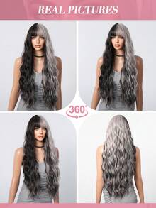 Topshe 26 Inch Matte Pink Extra Long Curly Wig, Voluminous Fluffy Layered Waves, Anti-Frizz Elastic Synthetic Fiber, Flexible Wearable Cap, Suitable For Hairstyle Transformation, Formal Occasions, Photoshoots, Dates, Nightclubs, Soft Sweet Elegant Style Women's Wig, Halloween - Piano Color - View 9