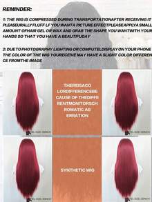 Halloween Elegant 13X4 Wine Red & Brown Freestyle Natural Straight Synthetic Lace Front Wig, High Quality Heat Resistant Fiber, Full Wig Set For Women - Multicolor - View 12