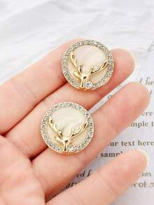 10pcs Christmas Diamond Studded Deer High-End Button, Gold Button, Suitable For Decorating Coats, Sweaters, Cardigans, Shirts And Other Clothing, Classic Style For Women's Coats, - Gold - View 13