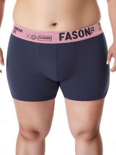 4 piezas/paquete Calzoncillos de unicolor para hombres de talla grande, ropa interior cómoda y transpirable