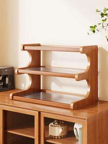 1 Piece Bamboo Storage Rack With Stylish Lacquered Design Multi-Tier Bamboo Countertop Display Rack - Great For Storing Cups, Books And Spices - Great For Kitchen, Living Room Or Office Decor, Office Organization | Modern Bookshelf Designs | Durable Bamboo Bookshelf, Bamboo Bookshelf - Brown - View 11