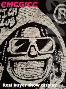 EMCGICC RICH & MONEY Series,Y2K Style, Laughing Little Girl....Double-Sided Printing Fashionable Cotton Men's T-Shirt, Multi-Color Optional, Surprise Gift For Friends And Family, Christmas Drop Shoulder Sleeves Round Neck - màu đen - Xem 4