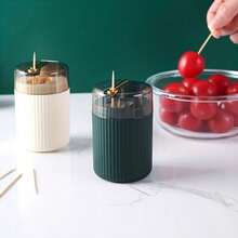 Automatic Pop-Up 3-In-1 Toothpick Dispenser With Cotton Swab & Floss Holder - Bathroom Vanity Organization Luxury Accessory 4 Colors