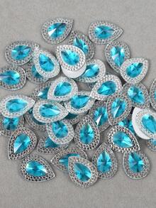 50 颗/包，双色树脂水钻，13*18 毫米红蓝双色泪珠树脂水钻，适用于服装配饰装饰、DIY