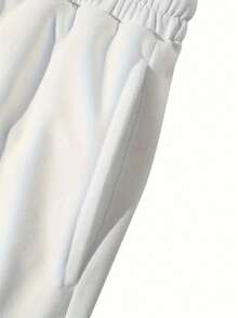 Men's Bermuda Shorts Plain Sweatpants Comfortable Shorts Flannel Bermuda Shorts Immediate Shipping Various Colors - 白色 - 查看 2