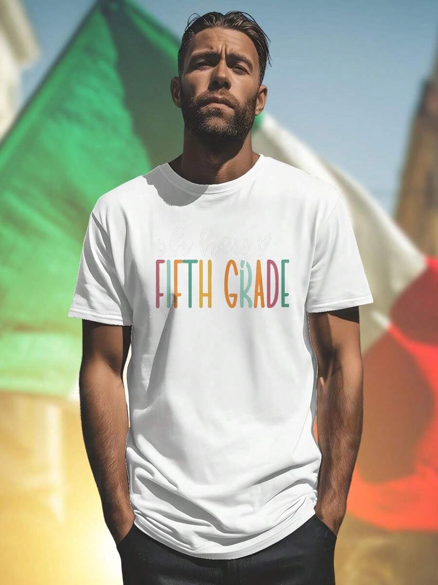 oh hey FIFTH GRADE maglietta uomo cotone comoda casual idea regalo divertente ritorno a scuola t shirt moda nuova collezione  qualità