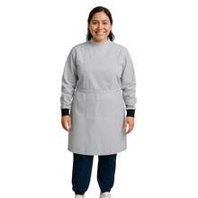 Bata Medica Antifluidos Unitalla marsupial puño con pasador de pulgar fresca suave cordones ajustables - Perla - Ver 1