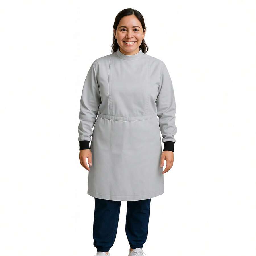 Bata Medica Antifluidos Unitalla marsupial puño con pasador de pulgar fresca suave cordones ajustables - Perla - Ver 1