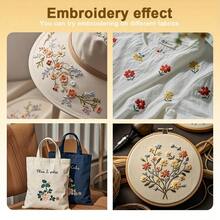 Bộ 29 miếng giấy ổn định thêu hoa và dây leo, que thêu tan trong nước 21,08cm x 29,72cm và nhãn dán may, 4 tờ giấy dập viền hoa thêu, kèm theo 9 video hướng dẫn các mũi thêu. - Nhiều màu - Xem 7