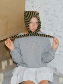 欧洲设计师针织条纹小三角围巾，女士保暖条纹围脖头巾，街头时尚头巾，可爱女孩小三角围巾，秋冬连衣裙搭配 - 彩色 - 查看 10