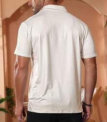 Mens Golf Shirt Short Sleeve Dry Fit Print Moisture Wicking Performance Patterns Collared Polo Shirt With Pocket-2025 - Màu Khaki - Xem 9