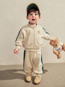 mini bala Kids Teddy Bear Two Pieces Set Soft Comfortable School Ready Fall Outfit