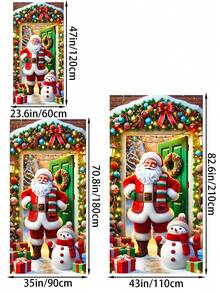 Tenda da porta versatile in poliestere con Babbo Natale e pupazzo di neve - Design rustico vintage per Natale, Ognissanti, Ringraziamento e altro - 90x180 cm, ideale per Natale, perfetta per il Ringraziamento