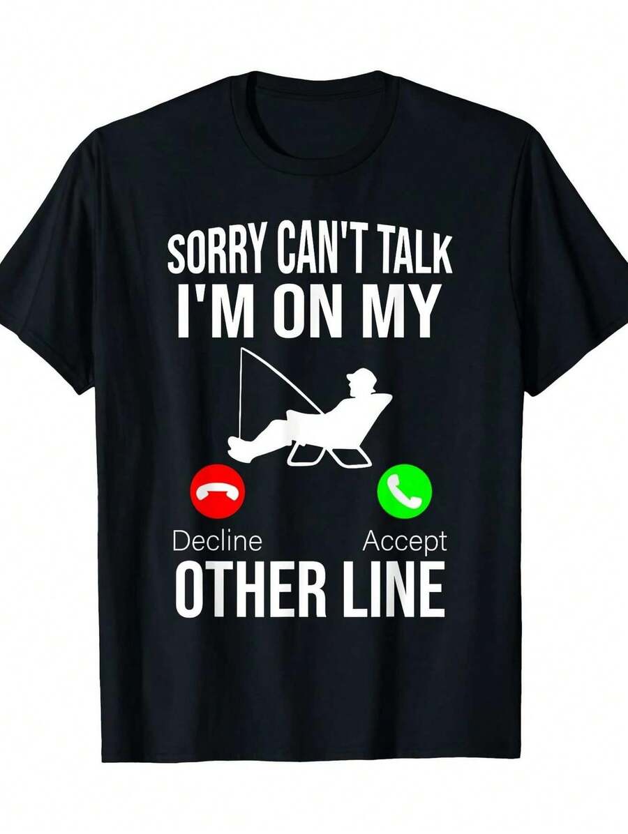 [180g Funny Fishing Dad T-Shirt] Funny Fishing Dad Men Funny Reel Cool Fish Bass Fishing 180g100% Cotton T-Shirt - màu đen - Xem 1