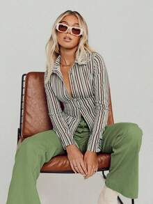 Soft Wrinkle-Free Button Down Stretch Shirts For Women, Breathable Moisture-Wicking Casual Work Dress Tops - 綠色 - 查看 7