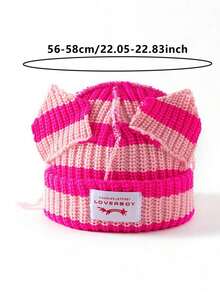1pc Women's Fashionable Car Embroidered Ear Flap Knitted Hat, Suitable For Daily Wear And Travel In Autumn And Winter,School - D - Xem 2