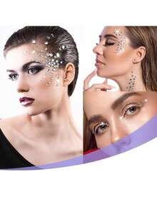 Multi-Size White Rhinestone Stickers, Suitable For Nail Art Decoration, Face, Holiday Decoration, Body Stickers, Versatile Use - White - View 6