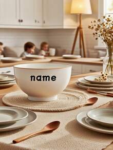 1 pièce Bol en porcelaine blanche personnalisable, style chinois simple, empilable, lavable au lave-vaisselle, parfait pour les collations, les desserts, les soupes et la préparation des repas. Convient pour une utilisation quotidienne avec les salades, les pâtes, le riz et les fruits. Également parfait pour la décoration de cuisine, les essentiels d'intérieur, les cadeaux de Noël et les fournitures scolaires.