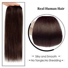 8pcs Deep Brown #2 Clip-In Hair Extensions, For Women, Real Human Hair, Yaki Texture, Instant Wear, 5-Minute Installation, Saves Morning Time - Dark Brown - View 8