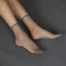 1/5/10 Pairs Women Ultra-Thin No Show Elastic Socks, Pairs Crystal Transparent Silky Nylon Ankle Socks For Girls