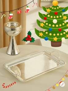 1/2/3 件，优雅的电镀银金属托盘 - 精致的向日葵和蔓藤花纹雕刻盘子，适合婚礼、派对和豪华家居装饰、圣诞节 - 彩色 - 查看 6