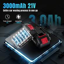 Cordless Car Buffer Polisher W/ 2x2000mAh 21V Batteries, 6 Inch Car Buffer Waxer Kit, Car Polishing Machine W/ Extra 12 PCS Attachments & 6 Variable Speed, Car Buffer Polisher For Car Detailing - Màu xanh lam - Xem 4