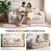 MAXYOYO Convertible Sofa Bed,Pull-Out Three-Seat Sofa Bed,Two-In-One Folding Sofa Bed,Filled With High-Density Foam,Folding Floor Sofa With Pillows,Suitable For Living Room,Bedroom,Study - 米色 - 查看 6