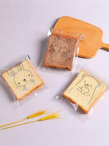 100个装，可爱卡通面包袋，动物图案零食袋，吐司包装袋，烘焙自封袋，万圣节主题零食袋，圣诞节分享包，三明治透明袋，早餐储物袋，派对礼品袋，成人野餐用品，创意食品包装，节日餐食准备，面包保鲜袋， - 無色 - 查看 9