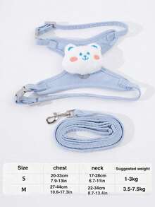 1pc Adjustable Rabbit Harness Leash, Cute Bear Ear Rabbit Harness Leash, Suitable For Small Pets And Rabbits, Small Animal Collar And Leash, Harness With Leash, Adjustable Leash