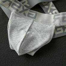 New Men's A-Line Underwear Pure Cotton Sexy Classic Design Cross Double Thong Back Hollow Low Waist Briefs - Black - View 4