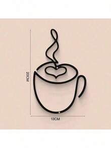 [Luxury Iron Art Wall Hanging Art] 1pc/3pcs Modern Black Metal Coffee Cup Wall Hanging Art, Graphic Pattern Sculpture, Cultural Theme Wall Hanging Decoration, Suitable For Living Room, Dining Room Background, Indoor Use - Luxury Iron Art Wall Hanging Art Room Decor Bedroom Decor Home Decor Wall Decor - Black - View 11