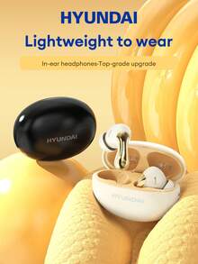 HYUNDAI HY-Y01 Bluetooth Earphones, Half In-Ear Design With High-Definition Surround Sound Quality, Sensitive Microphone For Voice Calls, LED Power Display, Music, Sports, Gaming, Low Latency, Long Battery Life, Comfortable Wireless Earbuds