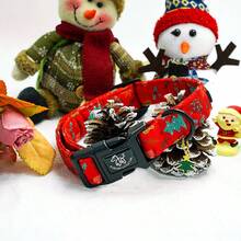 优雅小尾巴圣诞狗项圈红帽宠物项圈女孩或男孩节日项圈可调节小狗项圈适用于狗狗 - 中紫紅色 - 查看 4