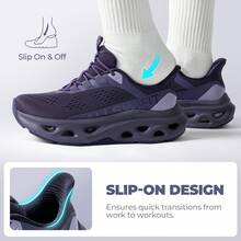 Women's Slip On Walking Shoes Hands Free Non Slip Comfort Workout Gym Athletic Casual Breathable Running Tennis MoveSlide Fashion Sneakers - 紫色 - 查看 2