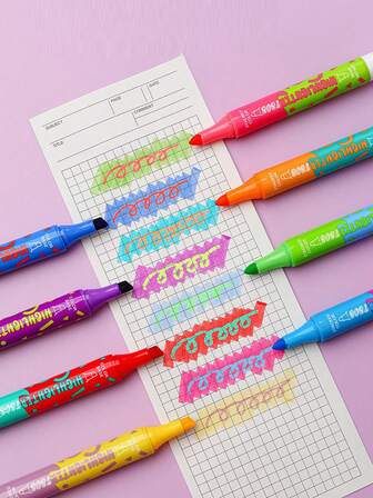 8pcs/16 Colors Double-Ended Fluorescent Highlighter Pens, Dual Tip Mild Colored Highlighters With Wide And Fine Points, Blendable, Waterproof, Ideal For Coloring, Underlining, Highlighting, Journaling, Back To School And Holiday Gifts