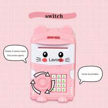 Kids Birthday Gift Toy, Password Storage Cabinet - Realistic Children's ATM Piggy Bank, Cartoon Password Smart Coin Bank, Creative Coin Password Storage Box - Multicolor - View 7