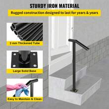 Round Type Metal Handrail Step Handrail 2 Steps Handrails For Outdoor Steps Handrails 18L X 38H Inch Steps Stair Railing For Steps With One Bolt Down Post - Black - View 5