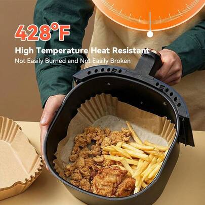 Air Fryer Liners Disposable Square,  Airfryer Liners, Natural Non-Stick Parchment Paper For Air Fryer Oil-Proof Water-Proof, Paper Liners For Air Fryer, Steamer, Baking, Microwave Etc,Baking Business Supplies,Baking Supplies,Air Fryer