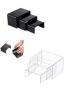 1/2 set de présentoir étagère en acrylique, présentoir à gâteaux rectangulaire en acrylique, organisateur de rangement pour cosmétiques, artisanat, bijoux, décoration de table pour la maison, le bureau, le magasin de détail