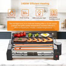 Raclette 8 Personas, 1400W Raclette Grill Electrico con Parrilla Antiadherente y 8 Placas, Parrilla Eléctrica Giratoria, Adecuada para Familias y Fiestas - Enchufe EU Tipo E(220-240V) - Ver 4